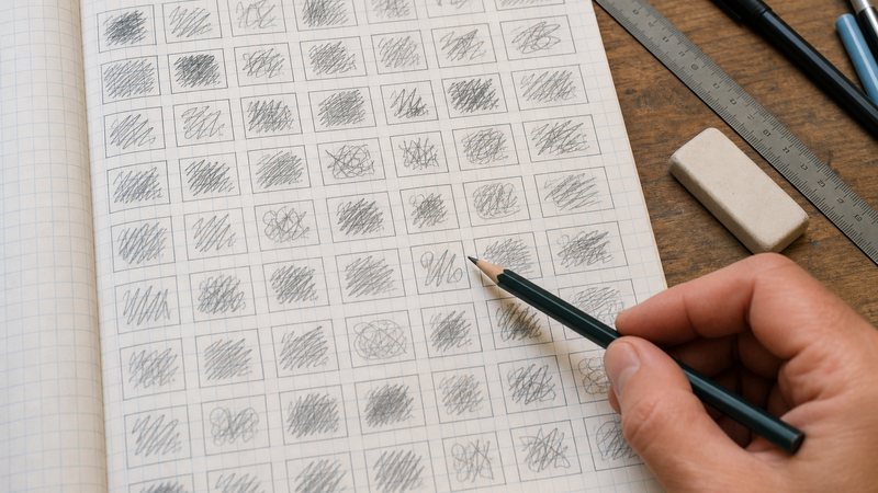 A notebook page laying out App Store keyword field characters in a grid, counting them by hand